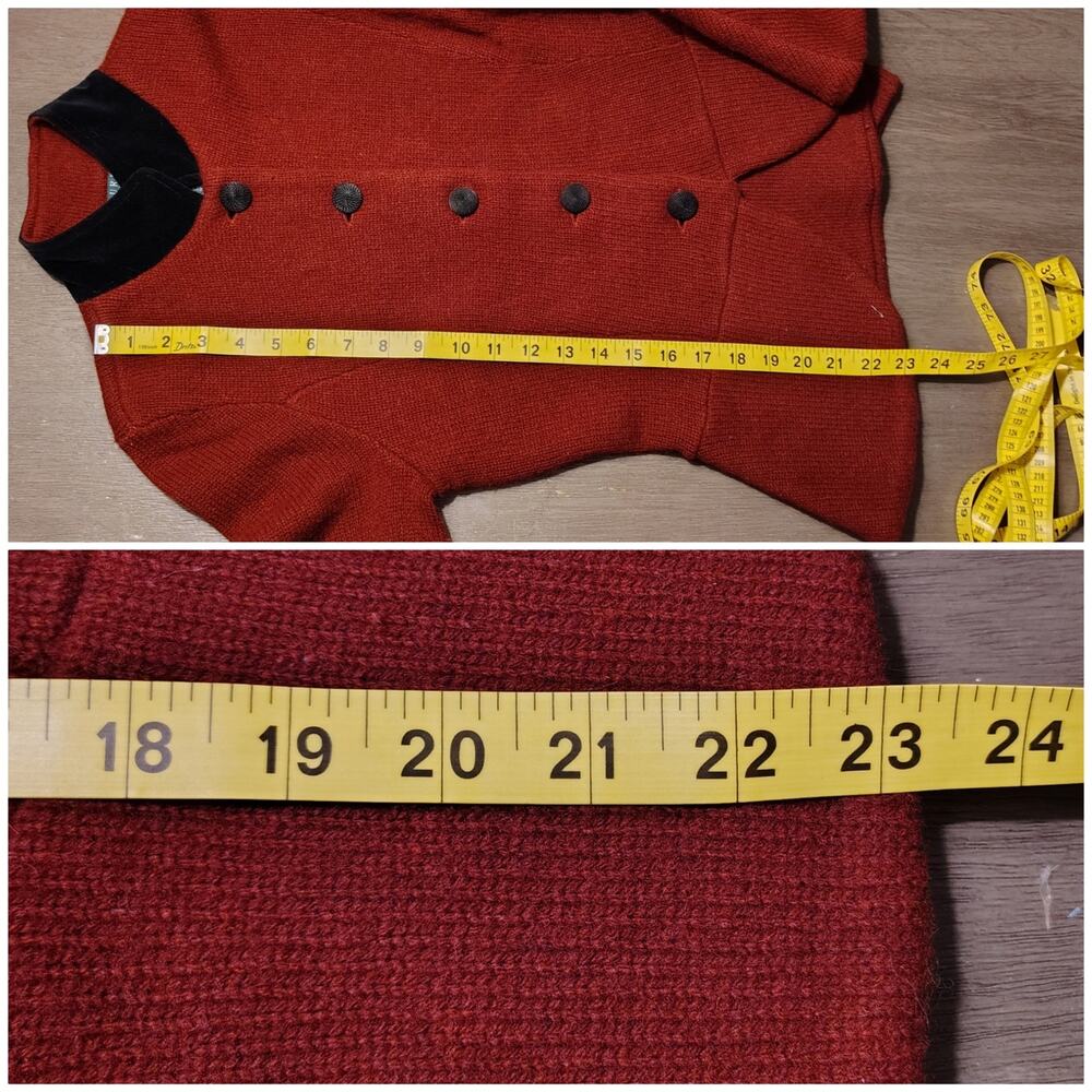 Ralph Lauren Lambs Wool Blend Riding Sweater Jacket Burgundy Velvet Collar - Picture 7 of 14